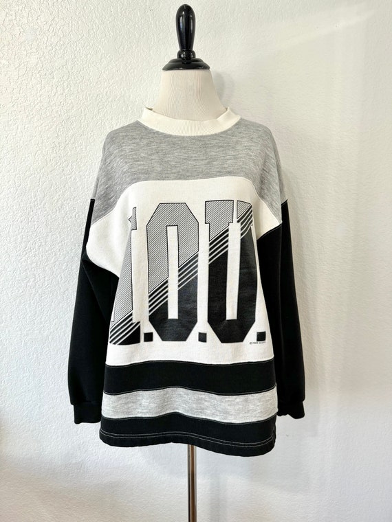 Vintage 1992 I.O.U. Pullover Sweatshirt, Black/Gr… - image 1