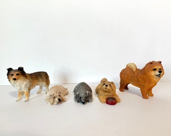 Vintage 1980s & 1990s Sandicast Dogs Figurines, Sandra Brue Handmade Dog Figurines/Knick Knacks/Collectibles, Wrinkles Dog/Chow Chow Dog