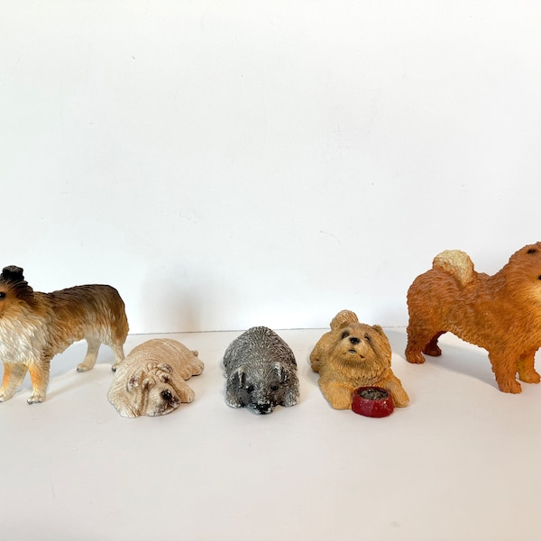 Vintage 1980s & 1990s Sandicast Dogs Figurines, Sandra Brue Handmade Dog Figurines/Knick Knacks/Collectibles, Wrinkles Dog/Chow Chow Dog