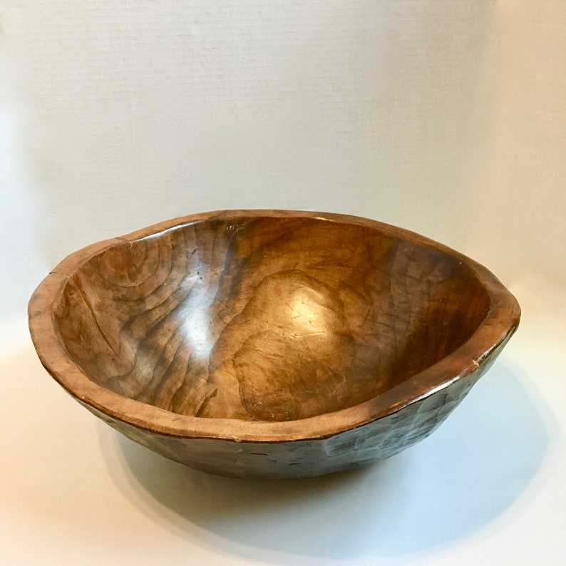 Large Wooden Textured Teak Serving Bowl Kitchen Home Decor