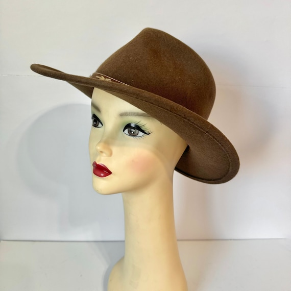 Vintage Scala Crushable Wool Outback Hat, Authentic Handmade Brown