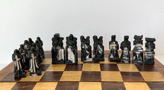 Vintage Wood Travel Chess Game, Miniature Wooden Folding Vintage Wood Travel Chess Game, Miniature Wooden Folding