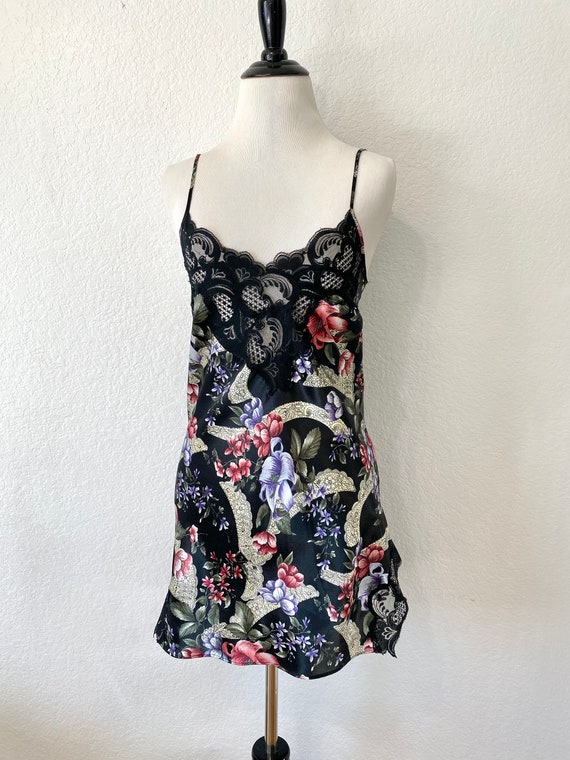 Vintage 1980s Victoria's Secret Gold Label Floral Slip Dress