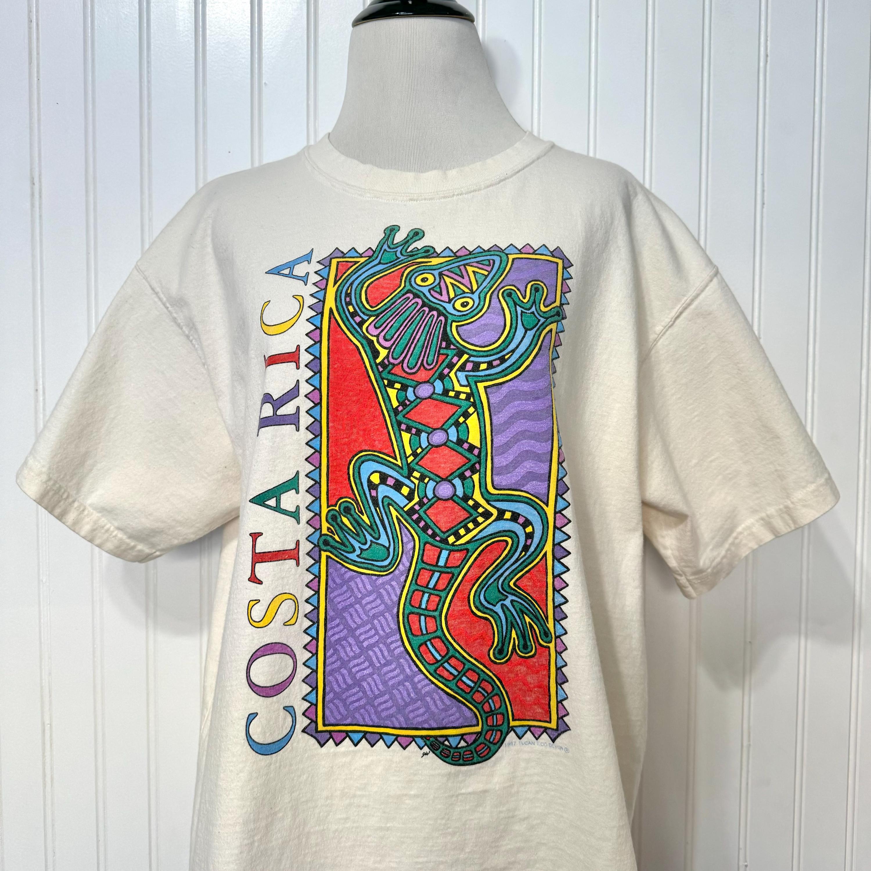 Vintage 90s Costa Rica Lizard Graphic T-shirt, 1997 Tucan Tico 