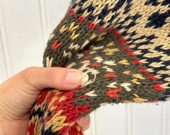 Vintage 90s/y2k Abercrombie & Fitch Knit Sweater, Red/beige/navy