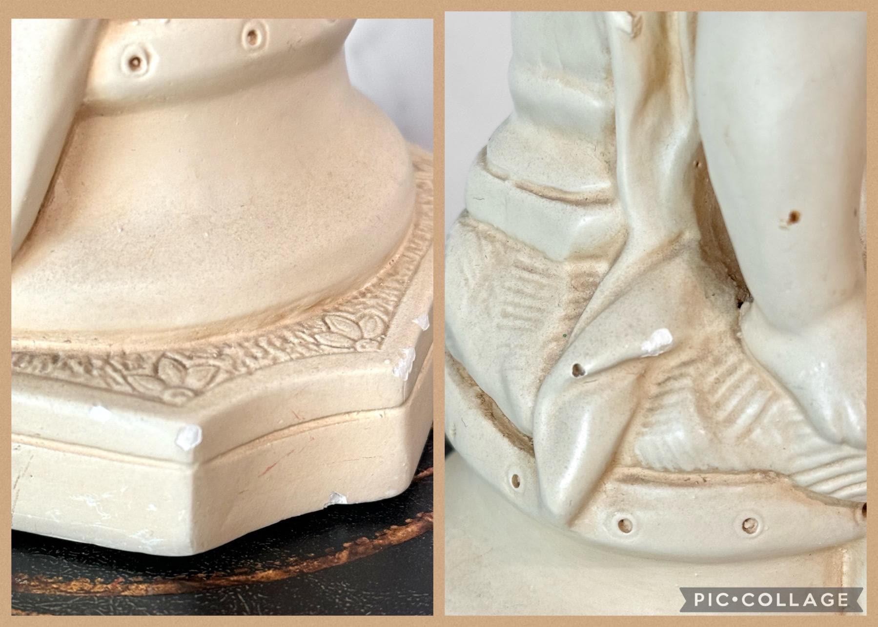 Vintage 1940s Alexander Backer Chalkware Cherub Statue 11.75