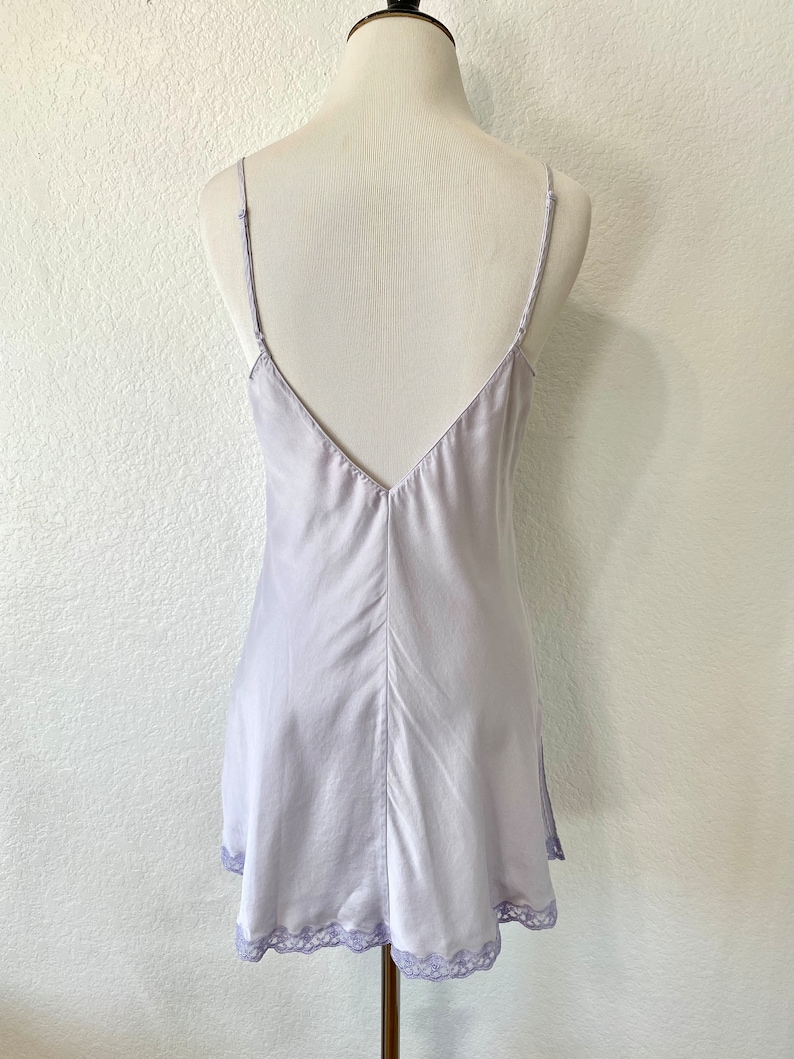 Vintage 2002 Victoria's Secret 100% Silk Lavender Slip Dress, Lace Trim Slip Dress with Slits, Women's Lingerie & Sleepwear, Silk Slips image 3