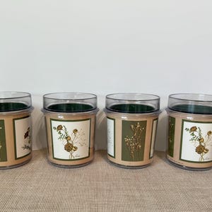 Vintage 1982 Thermo-Serv Woodland Tumblers Set of 4, Short Plastic Tumbler Cups Retro Drinkware