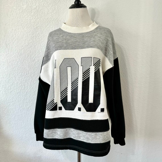 Vintage 1992 I.O.U. Pullover Sweatshirt, Black/Gr… - image 3