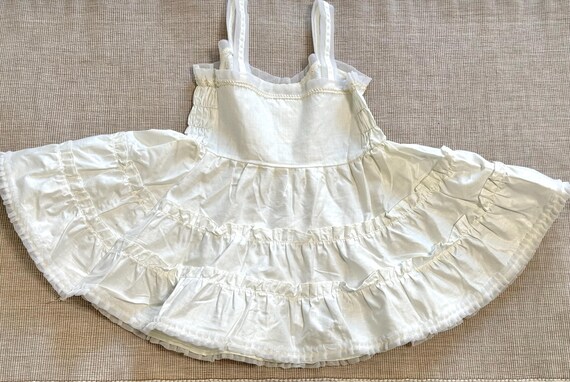 Vintage 1950s White Cotton Baby Dress, Ruffle Embroidered Circle Skirt Dress, Stoneswear South Carolina Toddler Size 2 View 5