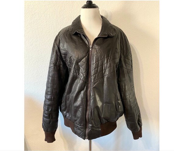 Vintage 70s 80s Startown Leather Jacket Brown Quilted Leather
