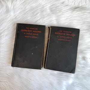 Vintage 1931 &#39;The Complete Sherlock Holmes&#39; Volume 1 & 2 Memorial Edition, A. Conan Doyle, Fiction Books Detective Mystery