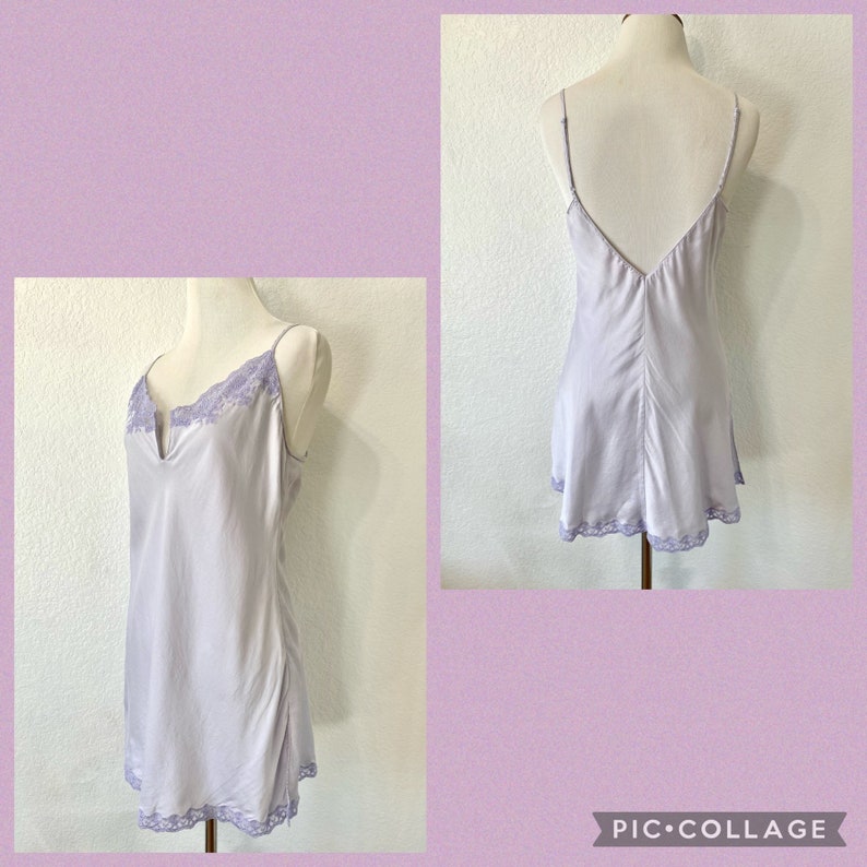 Vintage 2002 Victoria's Secret 100% Silk Lavender Slip Dress, Lace Trim Slip Dress with Slits, Women's Lingerie & Sleepwear, Silk Slips image 1