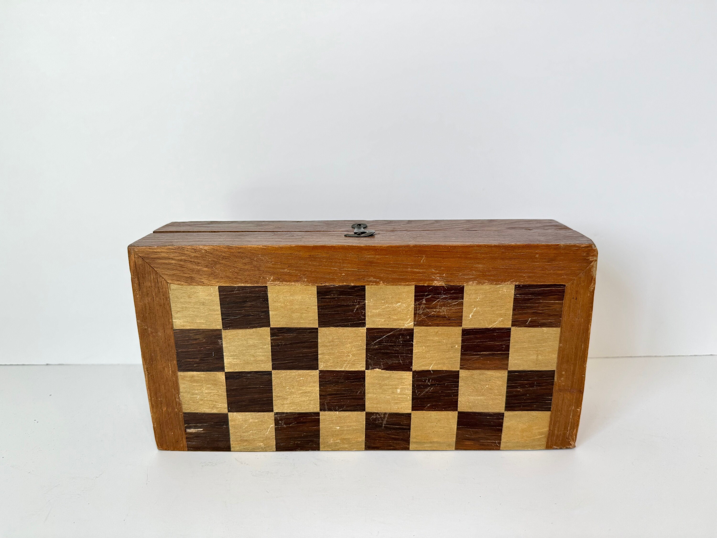 Vintage Wood Travel Chess Game, Miniature Wooden Folding Vintage Wood Travel Chess Game, Miniature Wooden Folding
