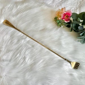 Vintage Brass Back Scratcher & Shoe Horn, Mid Century Brass Tool, Hand Shaped Back Scratcher