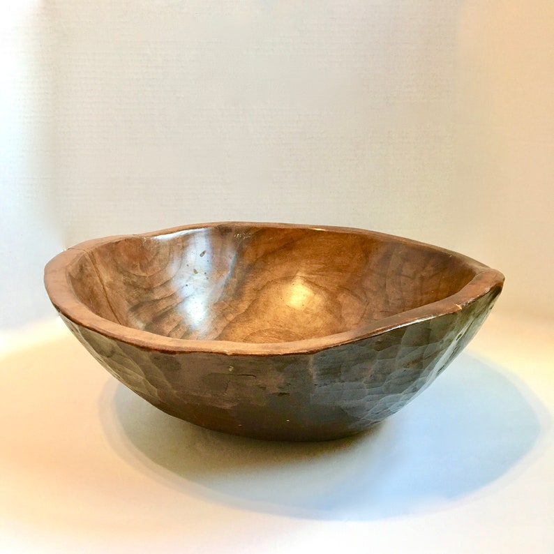 Large Wooden Textured Teak Serving Bowl Kitchen Home Decor