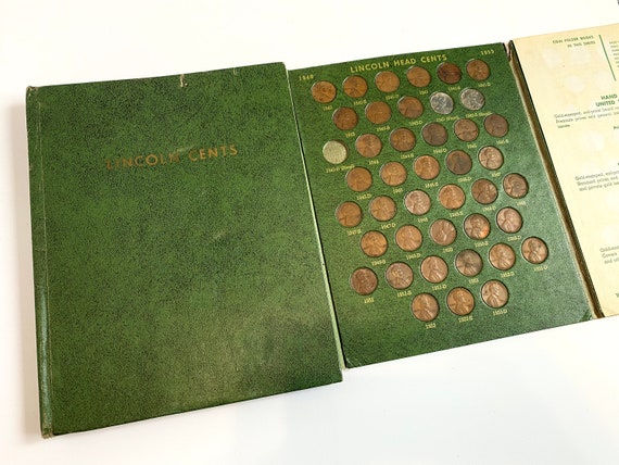 Lincoln Head Cents Vintage Penny Collection Coin Folder Book 1909 1960,  Penny Coin Collection, Vintage Steel Pennies, Abraham Lincoln 