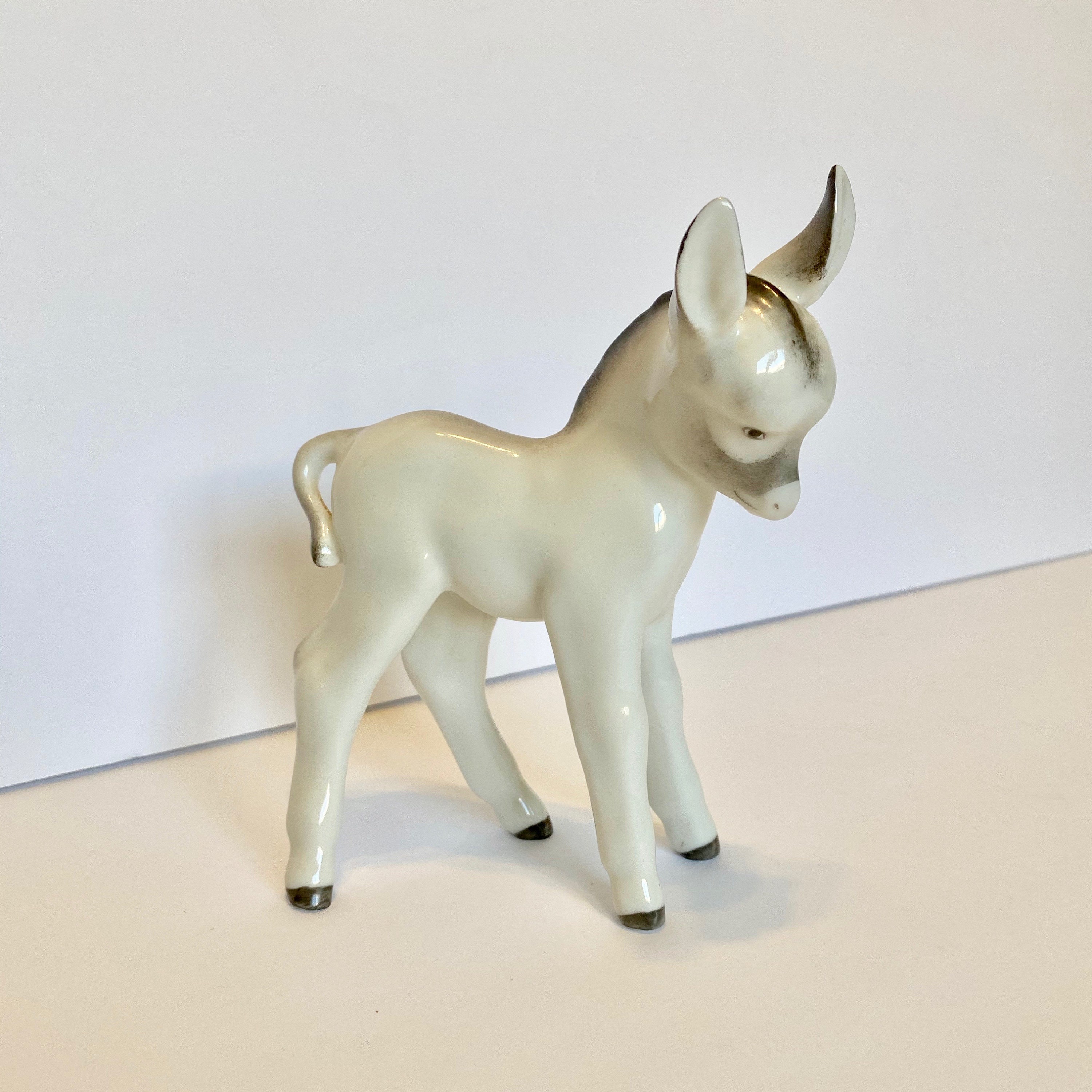 Vintage Small Porcelain Donkey Figurine Animal Figurine Etsy