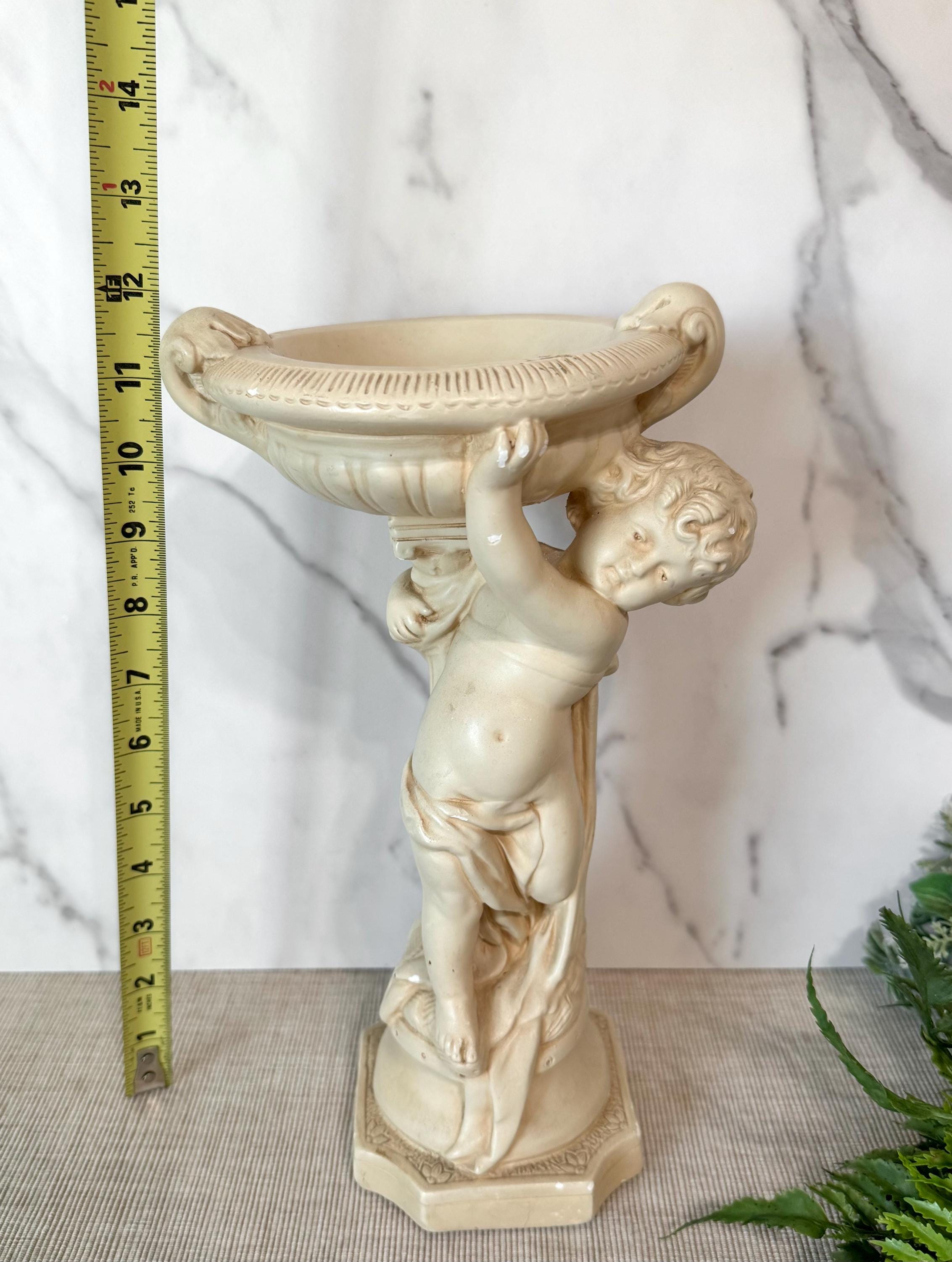 Vintage 1940s Alexander Backer Chalkware Cherub Statue 11.75