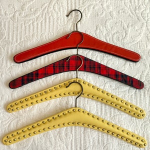 Vintage 1960&#39;s Retro Clothes Hangers, Pair of Red Coat Hangers, Mid-Century Modern Clothes Hangers
