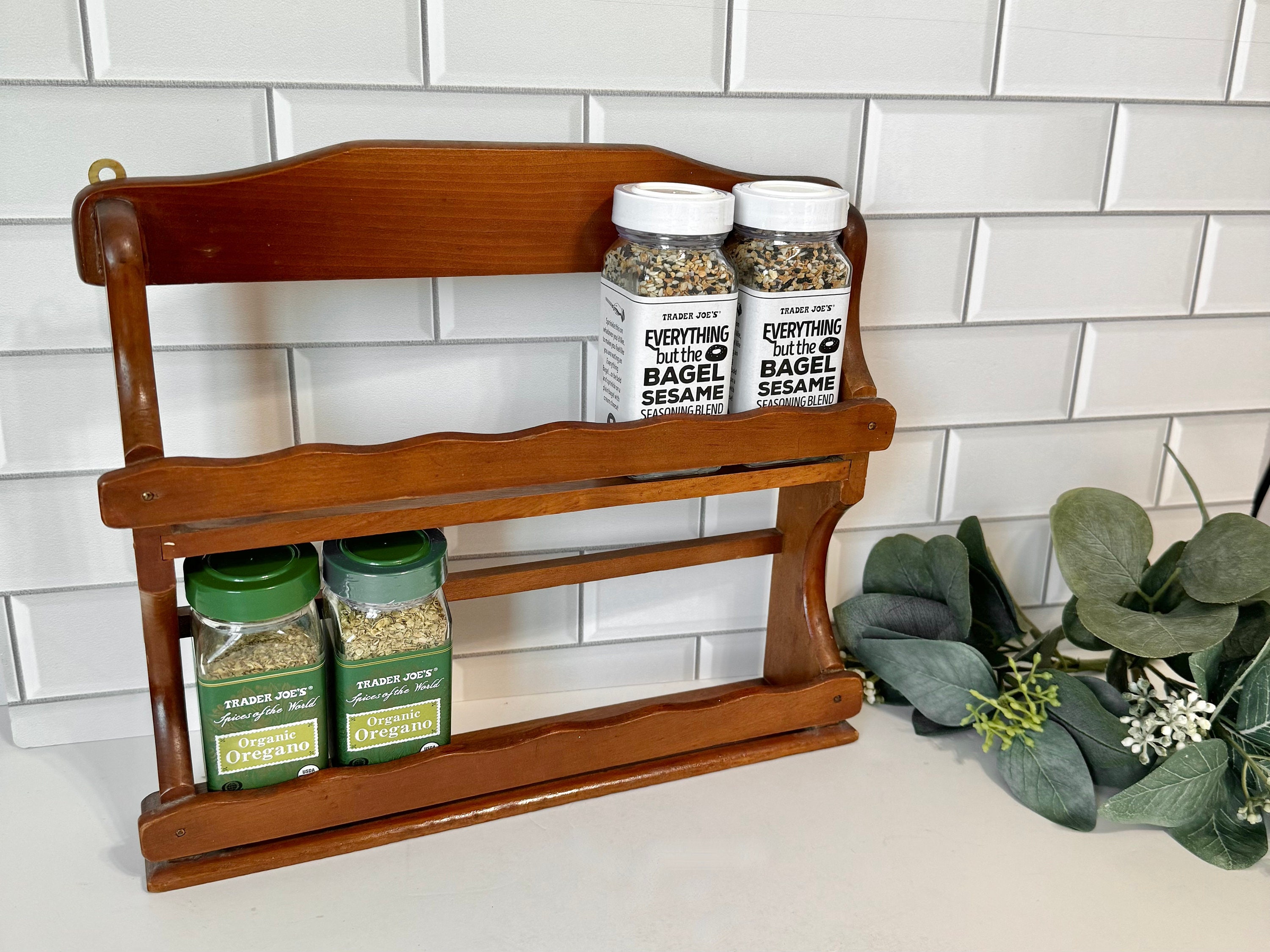 Vintage Wooden Spice Rack Two tier Spice Rack Two shelf Spice Holder Tabletop Wall Spice Rack Wood Kitchen Cooking Decor Etsy Australia