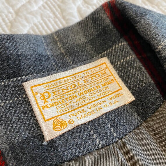 Vintage 60s/70s Pendleton Wool Blazer Jacket Gray… - image 7