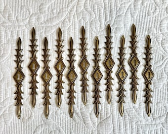 Vintage French Antique Brass Keyhole Covers, French Provincial Victorian Home Decor, Antique Long Keyhole Plates Surround Escutcheon