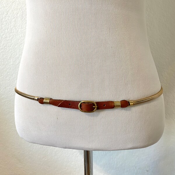 Vintage Stretchy Leather Chain Splicing Belt