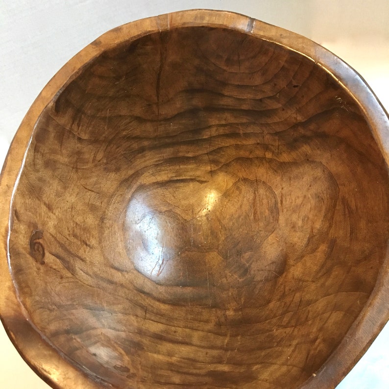 Large Wooden Textured Teak Serving Bowl Kitchen Home Decor