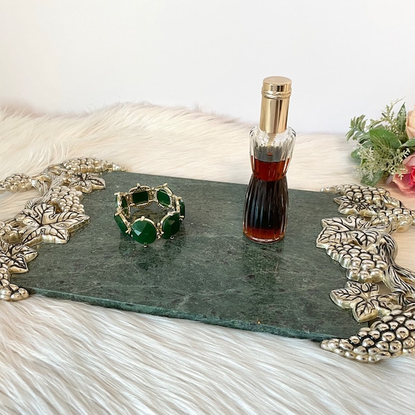 Marble Tray With Silver Handles Etsy