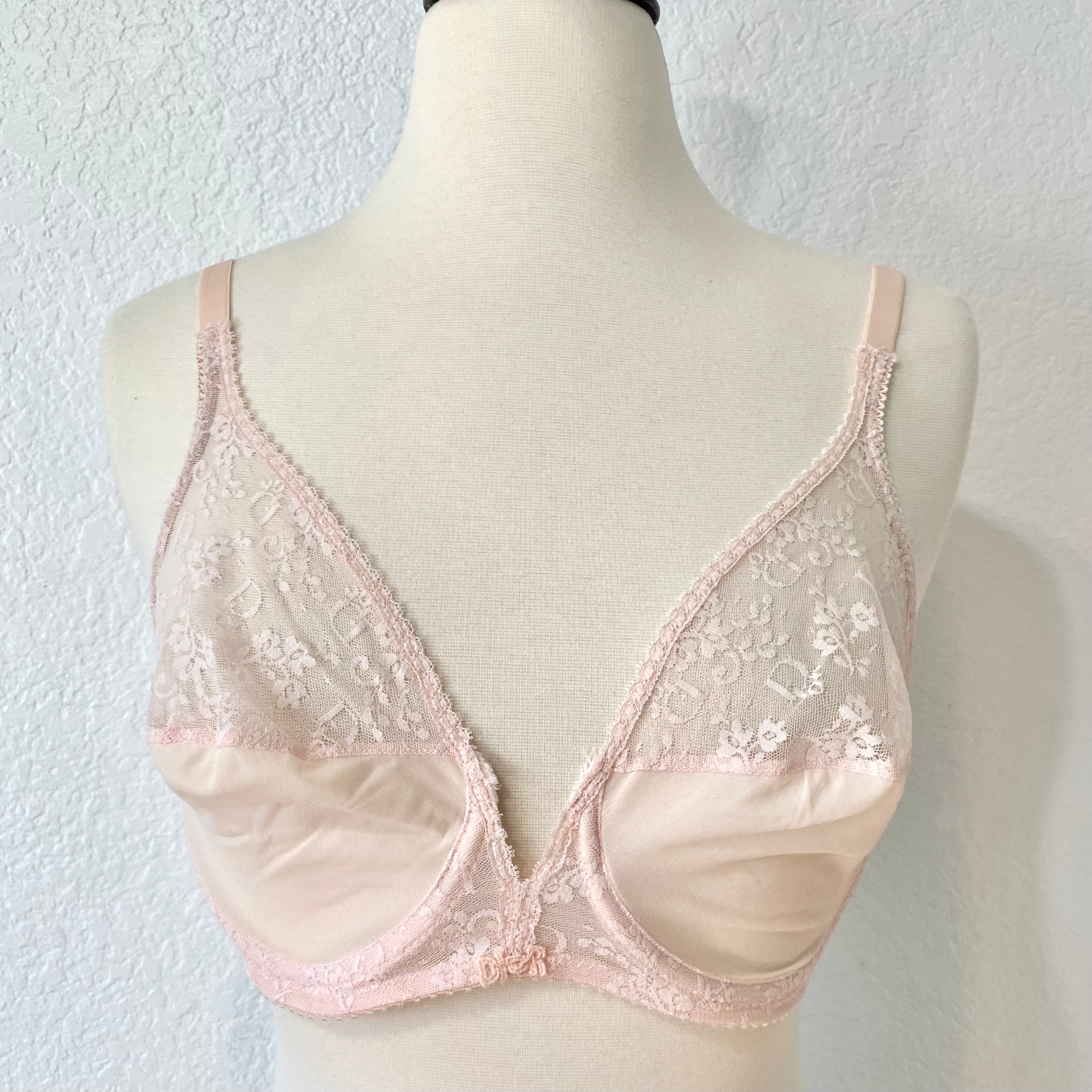 Vintage 1980s Christian Dior Intimates Light Pink Bra New With Tags, dior  Embroidered Sheer & Lace Bra Underwire Bras, Womens Lingerie 
