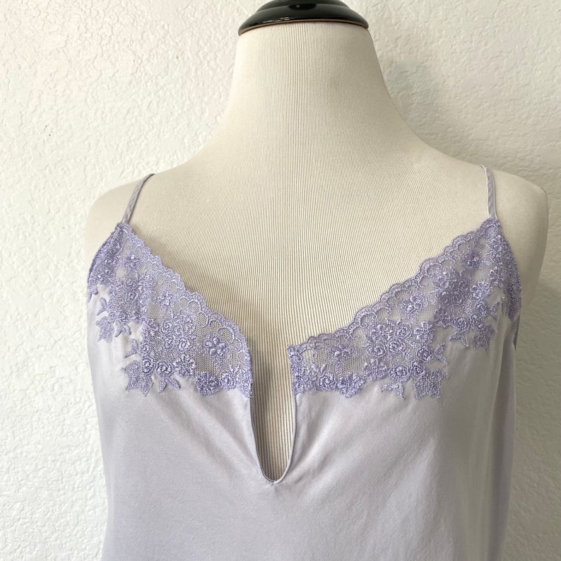 Vintage 2002 Victoria's Secret 100% Silk Lavender Slip Dress, Lace Trim Slip Dress with Slits, Women's Lingerie & Sleepwear, Silk Slips image 4