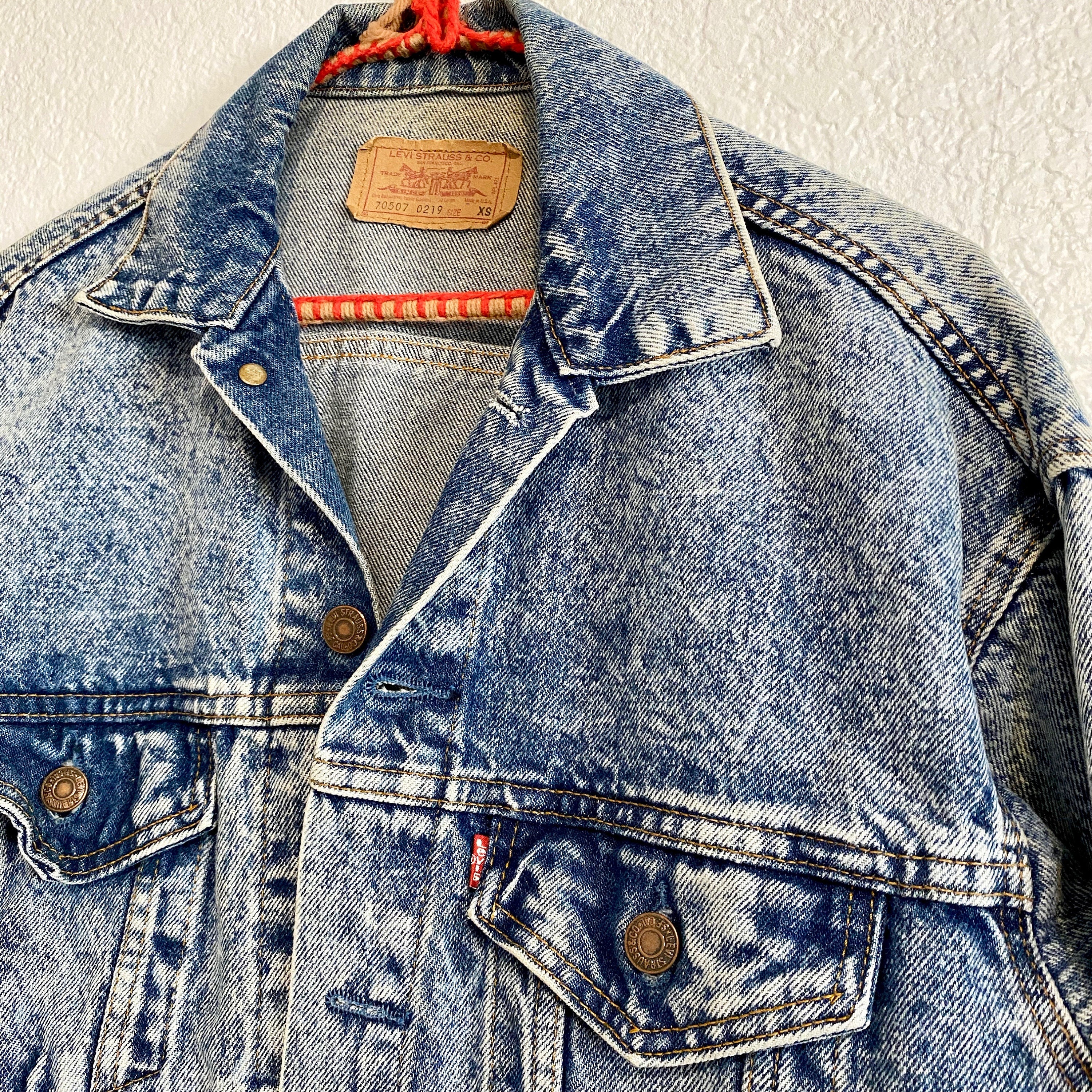VTG Levi's Jean Trucker Jacket XL Acid Wash Denim 70507-0219