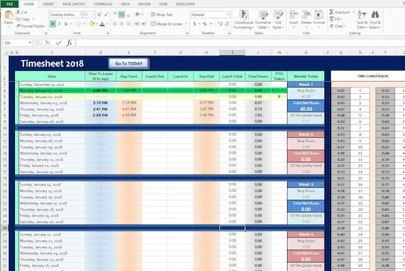 Microsoft Excel Timesheet Template