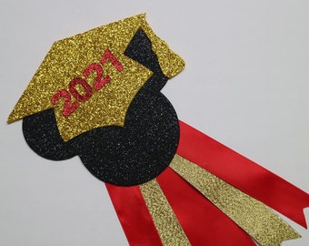 Mouse Gold Red Graduation Corsage - Class of 2021 - Graduation Pin - Graduation Corsage - Graduation Gift