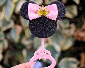 Pink Princess Themed Baby Shower Guest Pins -  baby shower rattles - Guest Favors - Grandparent Pins