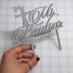 Silver Mi Bautizo Cake Topper- christening/baptism