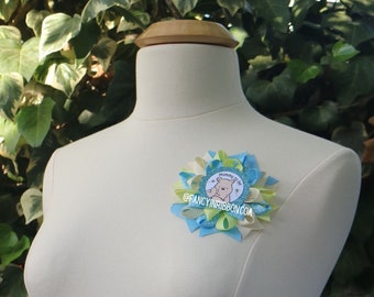 Teddy Bear Mommy to be baby shower corsage ribbon pin classic bear baby blue