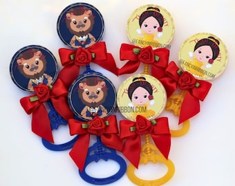 12 Team boy team girl - Team Beauty Team beast Baby Shower Guest Pins - baby shower rattles - Guest Pins - Guest Favors