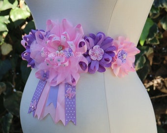 Butterfly Baby Shower Mommy to Be Corsage pin in Pink and Lavender Baby Shower Sash, Butterfly Mom to Be Sash, Pink and Purple Sash