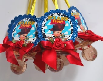 12 Baby Boy Cowboy Western Themed Baby Shower Pacifier Necklaces - Baby Shower Games Party Decorations