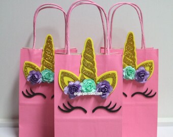 6pc Pink Unicorn Birthday Party Favor - Treat Bag - Party Decorations