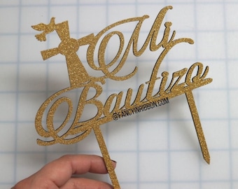 Gold Mi Bautizo Cake Topper- christening/baptism