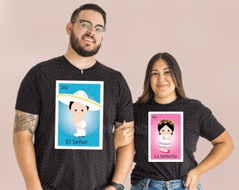 Fiesta Gender Reveal Loteria Baby Girl Boy - Niño Niña - El Senor La Senorita Mommy To Be Baby Shower  Fiesta Mexican Tshirt Daddy to be