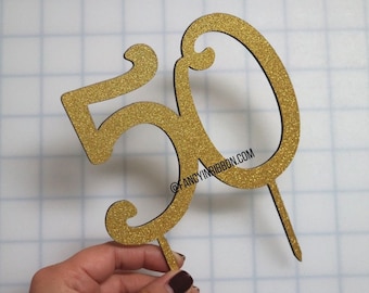 Gold 50th Birthday Cake Topper