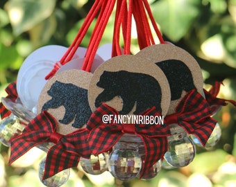 12 Rustic Lumber Jack Buffalo Christmas Baby Bear Themed Baby Shower Pacifier Necklaces - Baby Shower Games - Party Decorations