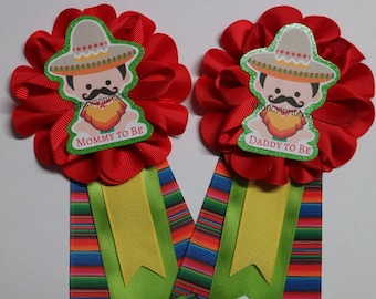 Fiesta Mexicana Baby Boy Themed Mommy & Daddy To Be Baby Shower  Small Corsage Pins