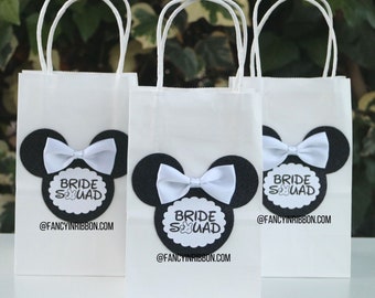 6pc Bridal Shower Bow Bride Squad Party Favor - Treat Bag - Party Decorations - Bridesmaid gifts