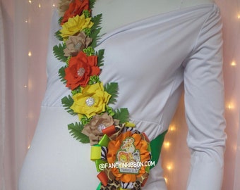 Safari Jungle Animals Baby Shower Mommy to Be Corsage Floral Belly Sash