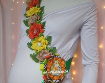 Safari Jungle Animals Baby Shower Mommy to Be Corsage Floral Belly Sash